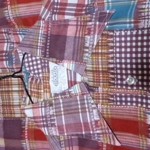 Vintage 60 70‎ s shirt. Elderado. Plaid. Red Greens. 14.5. Small